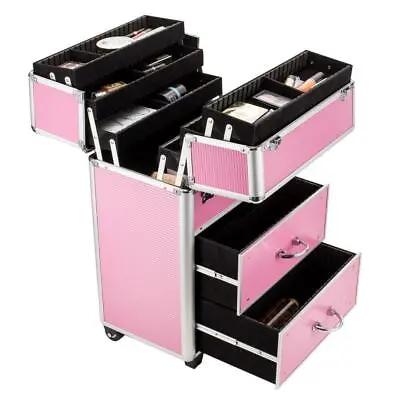 Professional Rolling Makeup Case Train Case Trolley Storage Locks And Drawers • $75.99