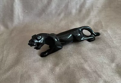 Vintage Panther Jaguar Statue Figure - Black Carved Stone Mid Century Retro Era • $24.95