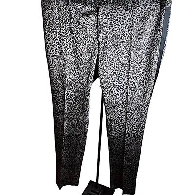 Paisley & Gray Slim Fit Leopard Print Dress Pants Tuxedo Stripe Velvet Nwt 38 X • $55
