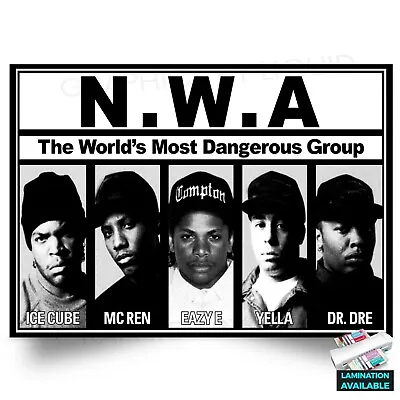 NWA Ice Cube Eazy-E Dr. Dre Music Classic Hip-Hop Group Poster | A5 A4 A3 | • £24.99