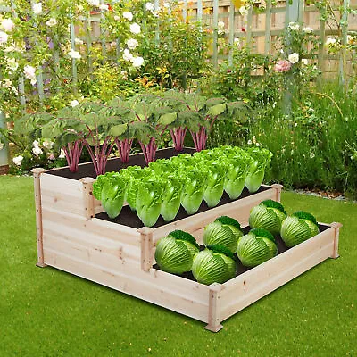 £52.95 • Buy 3 Tiers Garden Raised Planter Bed  Heavy Duty Stackable Vegetables Herb Grow Box