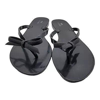 Melissa Jason Wu Shoes Womens Size 10  Black Bow Tie Open Toe Thong Sandals  • $27.99