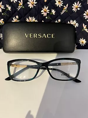 Versace MOD 3186 5076 Green Black Havana 54-16-140. Case Included • $73.99