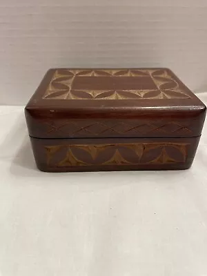 Mahogany Handcarved Wood Trinket Box  • $29.99