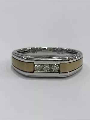 14ct 14K White Gold Mens Diamond Signet Ring TDW 0.24ct Size U. Brand New • $901.04