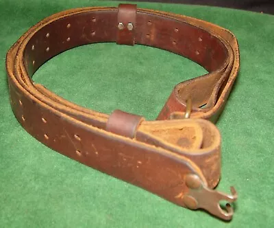 Military Style 1  1/4  Wide Adjustable Leather Rifle Sling • $19.95