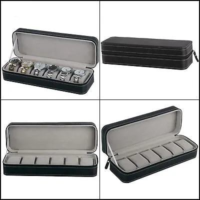 6 Slot Watch Box Portable Travel Zipper Case Collector Storage Box Black • $30.63