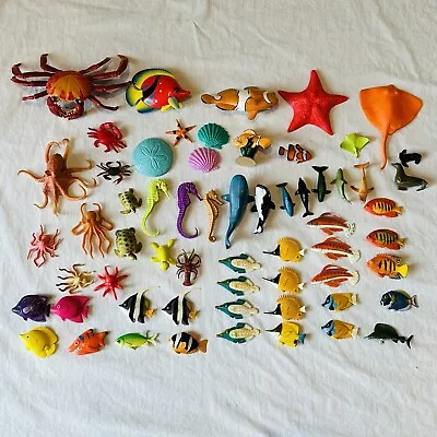 $21.99 • Buy 60  Pc Lot Plastic Sea Creatures Animals Fish Crabs Whale Octopus Seahorse Toys