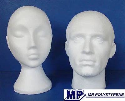 £13.83 • Buy 1 Pair Polystyrene Heads Male + Unisex Mannequin Display Head