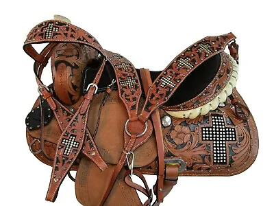 Rodeo Horse Saddle Western Pleasure Trail  Leather Barrel Racing Tack 15 16 17 • $355.53