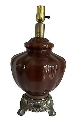EF & Ef Industries Brown Glass Lamp 1976 Table Light Mid Century Modern Stunning • $45