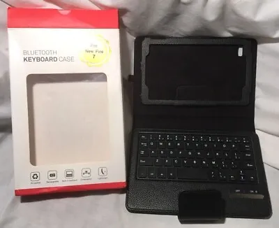 Bluetooth Keyboard And Case Stand Cover For Amazon Fire 7 HD - Black PU Leather • $11
