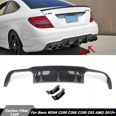 Carbon Fiber Style Rear Diffuser Lip For 2012+ Benz W204 C250 C300 C350 C63 AMG • $149.99