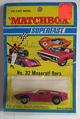 1971 1972 Matchbox Transitional Superfast Wide Wheels #32 Maserati Bora MOC • $57.95