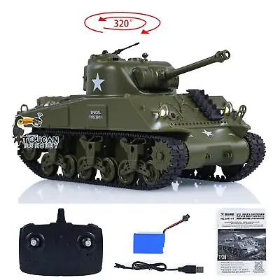 1/30 Heng Long RC Battle Tank Sherman M4A3 3841-01 2.4G Remote Control Tanks • $55