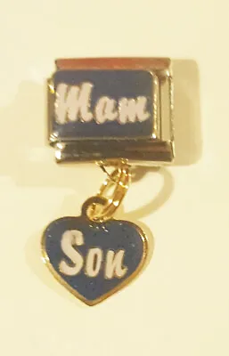 MAM SON 9mm Italian Charm I Love My Boy Blue Heart 9mm Classic Size Mother Mum • £3.99