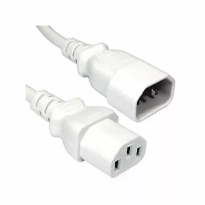 2m Iec C13 Socket To C14 Plug Mains Extension Cable - White • £7.99