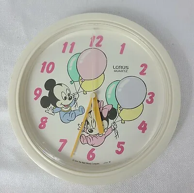 Disney Baby Mickey & Minnie Mouse Quartz Wall Clock Lorus LFW223W Pastel Colors • £72.94