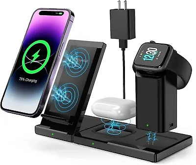 Wireless Charger Charging Station 3In1 For Apple Watch Air Pods IPhone 14 13 12 • $13.56