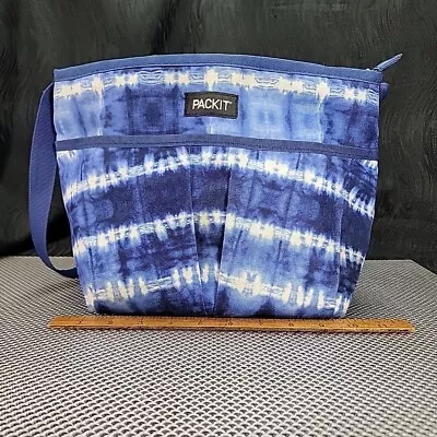 Packit Freezable Lunch Box Tye-dye Blue And White With Sholder Strap • $9.09