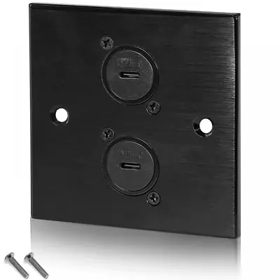 Black Metal Wall Plate 2 X USB Type C Sockets Network Home Schools Theaters • £9.99