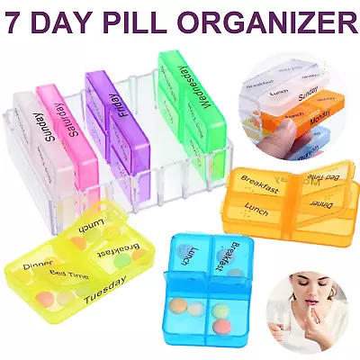 7 Day Weekly Pill Box Medicine Tablet Organizer Dispenser Container Large Case  • $12.79