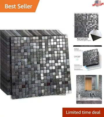 Modern 3D Aluminum Mosaic Peel And Stick Metal Tile Backsplash - Set Of 10 Sh... • $82.96