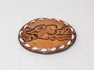 Vintage Nocona Leather Belt Buckle Acorns Oak Leaves Western • $10