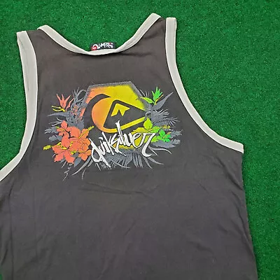 Vintage Quiksilver Shirt Mens S Gray Tank Top Surfing Surfer Surf Spell Out Logo • $29.95