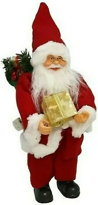 Musical Christmas Santa Ornament LED Light Up Father Christmas Figurine 30cm • £10.99