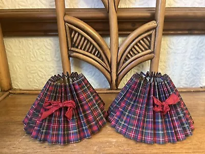 Pair Of Red Green Pleated Tartan Shades Lamp Shades Light Shades Caprini Style • £20