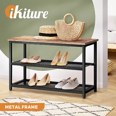 $74.95 • Buy Oikiture Shoe Cabinet Bench Shoes Rack Shelf Storage 3-Tier Industrial Furniture