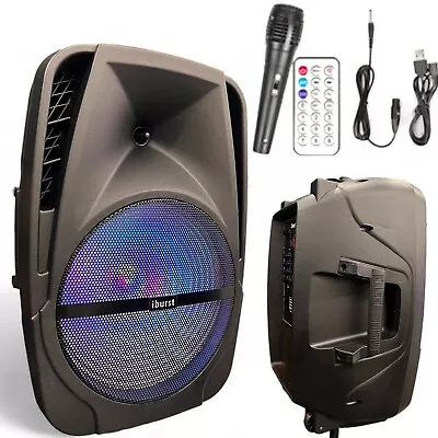 4600W 15 IN Rechargeable Powered Bluetooth Speaker DJ PA Karaoke Party System • $149.99