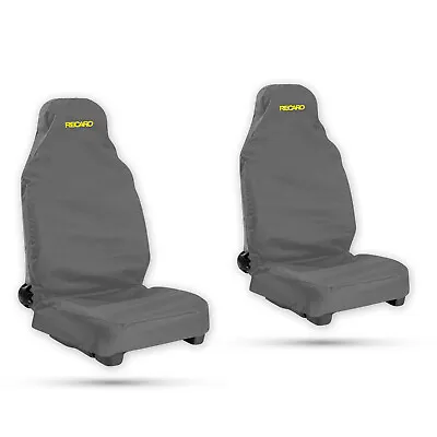 Recaro Bucket Seat Cover 1+1 Front Grey Waterproof Logo Printed Pair • $95.72