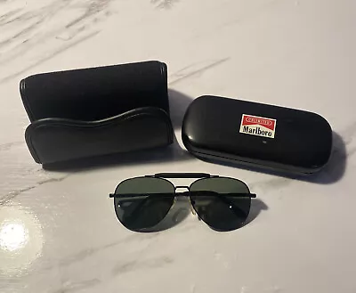 Vintage Rare Nikon Marlboro Aviator Sunglasses With Case And Stand Green Lenses • $109.97