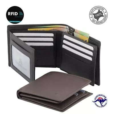 $49.45 • Buy Men’s Large Wallet Genuine Full Grain Premium Cowhide Leather RFID Protected New