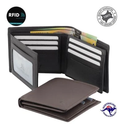$49.45 • Buy Men’s Large Wallet Genuine Full Grain Premium Cowhide Leather RFID Protected New