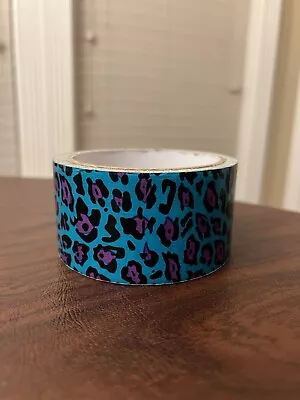 Blue Cheetah Duck Tape Discontinued Rare Duct Craft USED Roll Approx. 8 Yards! • $13.99