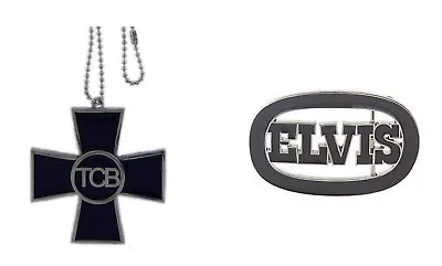 Elvis Presley Belt Buckle & Chopper Necklace Pendant King Of Rock Roll Music New • $29.04