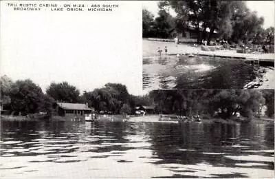 Lake Orion MI Michigan TRU RUSTIC CABINS Fishing/Boating ROADSIDE~M-24 Postcard • $8.94