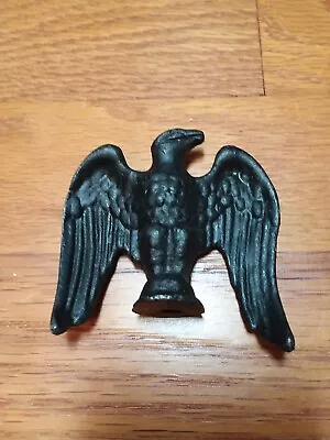 Vintage Lamp Finial Black Cast Iron American Bald Eagle Wings Spread Flag Topper • $23