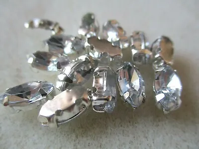 10pcs (5 X 10mm) Crystal Navette Strass Silver Back Sew On Gems Jewels • £4.21