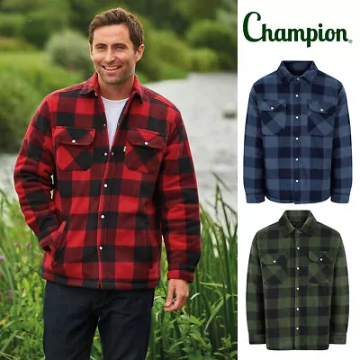 Mens Champion Kinross Quilted Anti-pill Fleece Lined Shirt Winter Warm Padded • £24.99