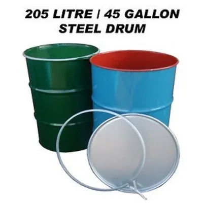 205l 45 Gallon Shipping Drum Shipping Barrel Oil Drum Container Bin Steel Drum • £39.99