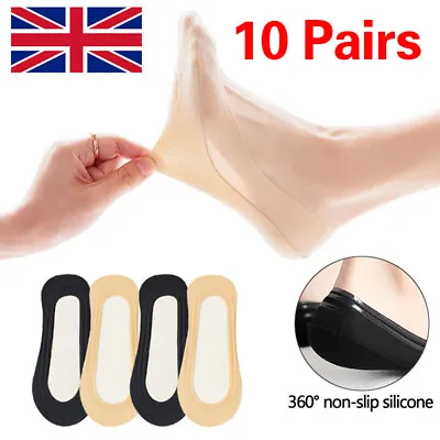 10Pairs Women Ladies Footsies Shoe Liners Invisible Socks Anti-Slip Silky Sheer • £5.99