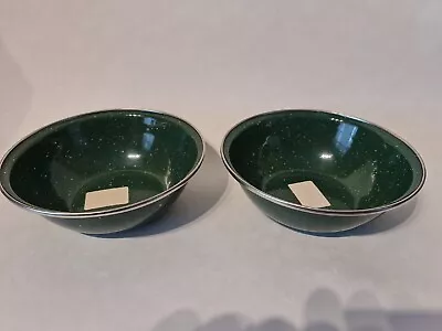 X 2 Highlander Deluxe Enamel Bowls Camping Metal Dinner Plate Army Travel Dish • £12.50