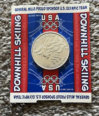 Vintage 1998 Olympic Medallion Downhill Skiing General Mills US New In Package • $2.50