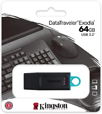 $9.78 • Buy Kingston 64GB USB Drive USB 3.2 DataTraveler Exodia USB Flash Drive Teal USB 3.0