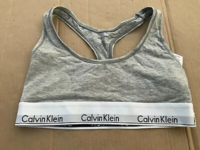 Calvin Klein Girls Cotton Stretch Bralette Grey Medium New  • £16.89