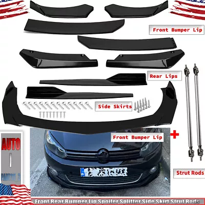 Front Rear Bumper Lip Spoiler Splitter Side Skirt Strut Rod For Volkswagen Rabbi • $55.99